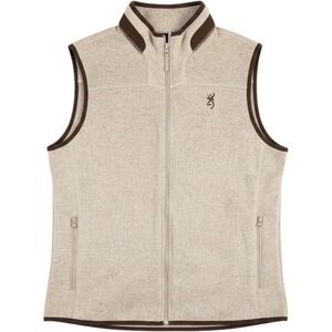 Browning Mens Sweater Fleece Vest Oatmeal Brown Full Zip Buckmark XL A0002738